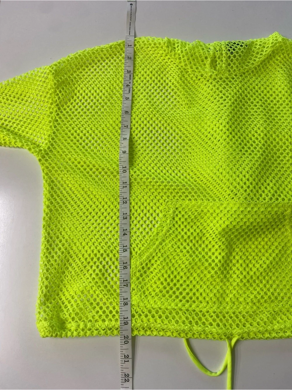Neon Green Fishnet Hoodie Swimsuit Cover Drawstring, like new, juniors size L